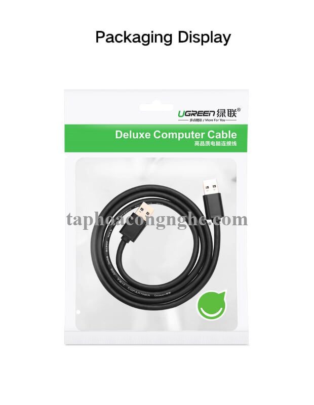 Ugreen 30136 3M màu Đen Cáp 2 đầu USB 2.0 vỏ nhựa PVC US102 30030136